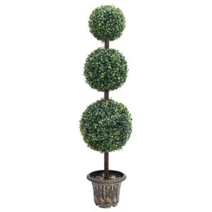 FLEUR ARTIFICIELLE Plante de buis artificiel avec pot Forme de boule Vert 118 cm
