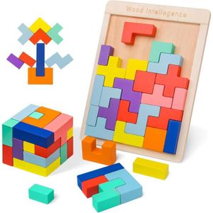 PUZZLE Tetris Puzzle 3D en Bois Enfant, Intelligence Jigs