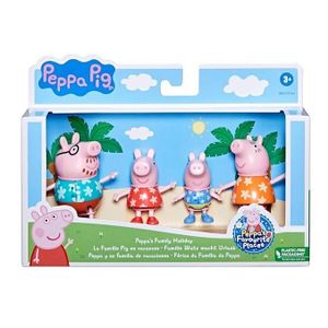 FIGURINE - PERSONNAGE Coffret Famille Pig en vacances a la plage 4 Figurines Peppa Pig Aventure Set pack personnages dessin anime carte