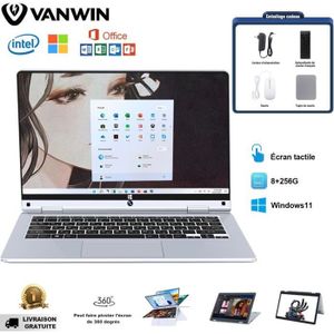 PC portable Vanwin PC portable de jeu 15,6 Windows 11 Pro, Intel Celeron  J4125 (2,00 GHz), RAM 12 Go, SSD 256 Go,Ordinateur portable - Argent