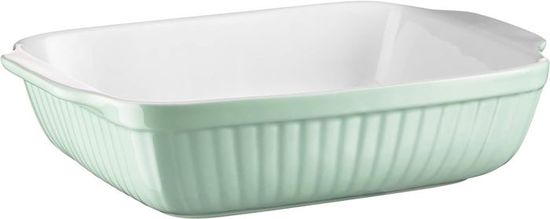 plat à gratin rectangulaire crème point bleu - Poterie Lehmann Soufflenheim