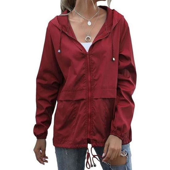 Veste Coupe-vent Imperméable Femme - Léger, Séchage Rapide, Avec Capuche, Idéal Pour Randonnée Et Voyage