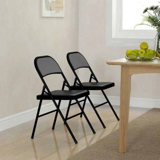 Lot De 2 Chaises Beliani Rigby - Métal Et Simili-cuir Noir, Design Moderne, à Monter