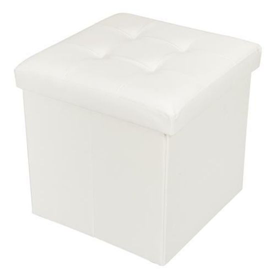 Pouf De Rangement Cube 38x38x38 Cm - Pliable, Couvercle, Tissu Patchwork Gris - Tabouret Et Coffre Salon