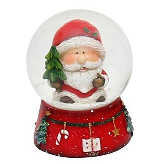Ø 4,5 cm Belle boule de neige avec Père Noël et cadeau dimensions approx 