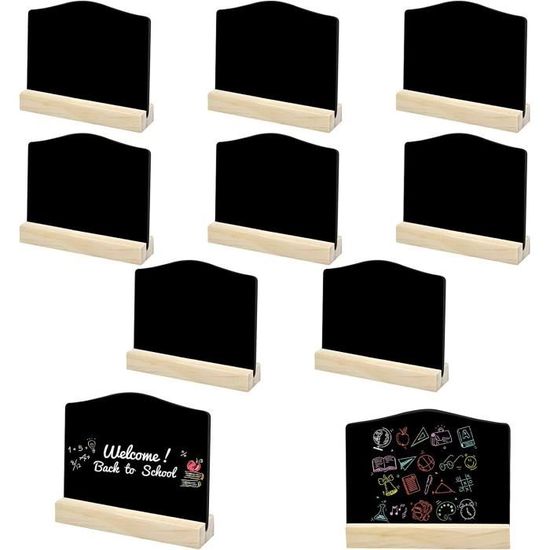 20 Mini Ardoises Craie ATSGJLZN - 10x7.5cm Avec Marqueurs Et Chiffon - Idéal Restaurant, Mariage, Café