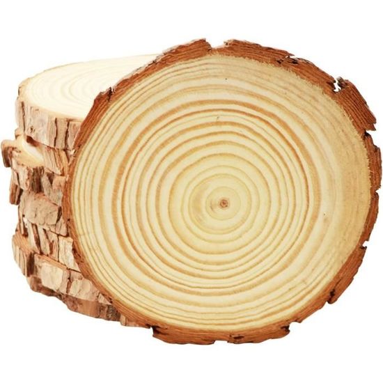 Dilwe Tranches de bois avec écorce Le bois naturel tranche des cercles