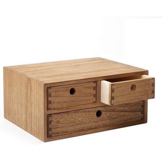Organisateur De Bureau Kalmar – Bois De Teck Et Roulettes – MCM – Boîte De Rangement