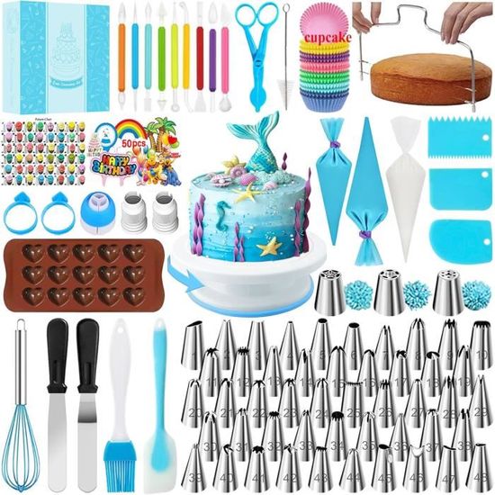 Kit Pâtisserie Chumix 36 Pièces – Plateau Tournant 28 Cm + Spatules + Douilles + Accessoires – Pour Gâteaux Et Décoration