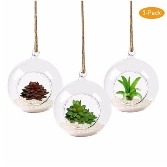 Lot De 4 Terrariums Ou Photophores Suspendus En Verre – Déco Intérieure – Neufs