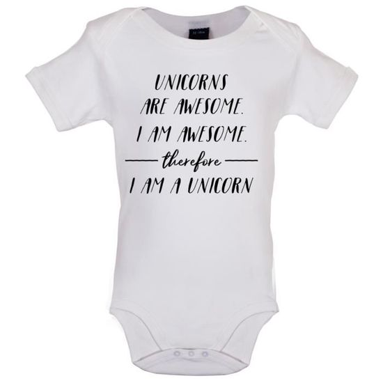Dredown I Am Aweome Unicorn Marrant Bebe Body Blanc Blanc Cdiscount Pret A Porter