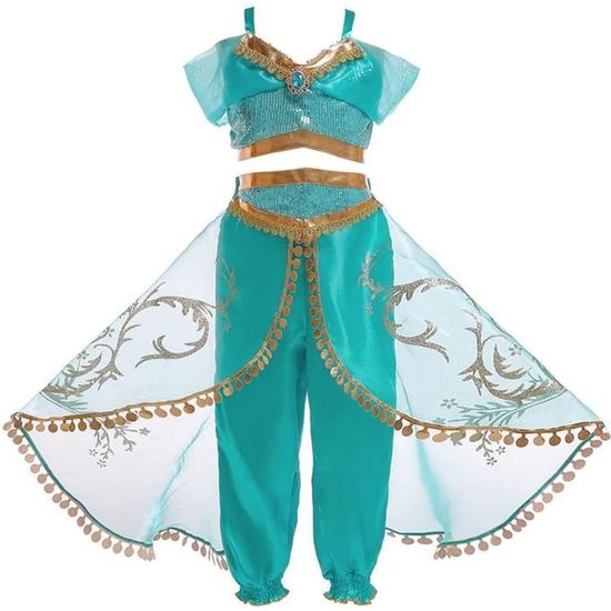 Déguisement Princesse Jasmine Aladdin - JS One - Sequin Cosplay - Bleu - Fille - 8 ans et plus