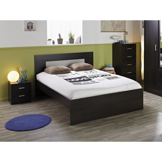 Lit Adulte 140 X 190 Cm Coloris Cafe H 91 X L 148 X P 194 Cm