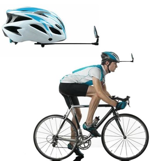 Retroviseur sur Casque de Velo, Retroviseur de Casque Velo Miroir de Casque de Vélo à Angle Réglable avec Sangles Auto-agrippantes, Miroir de sécurité pour Vélo