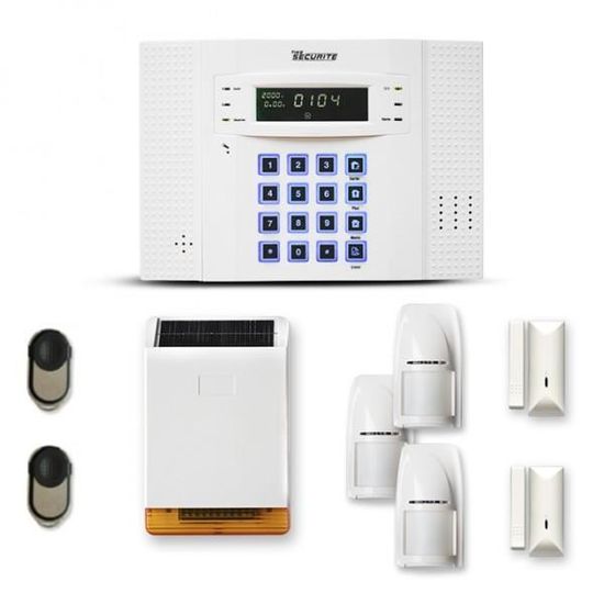 Alarme maison sans fil DNB 2 à 3 pièces mouvement + intrusion + sirène extérieure solaire - Compatible Box / GSM