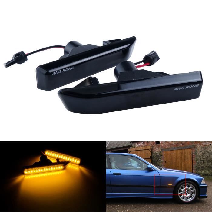lentille Noir Feux Clignotant Repetiteur Lateraux LED Ambre Jaune Pour BMW X5 E53 2000-06, E36 M3 1997-99