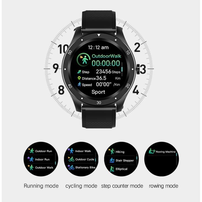 Montre Connectée Homme Femme, Montre Smartwatch Intelligente Sport IP67 Tactile Podometre Moniteur de Sommeil Cardiaque GPS