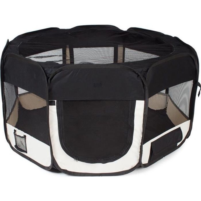 MixMest! NOIR, Parc à Chiot Chien Chat Lapin, Utiliser à l'intérieur et à l'extérieur (115 cm x 47 cm x 61 cm)