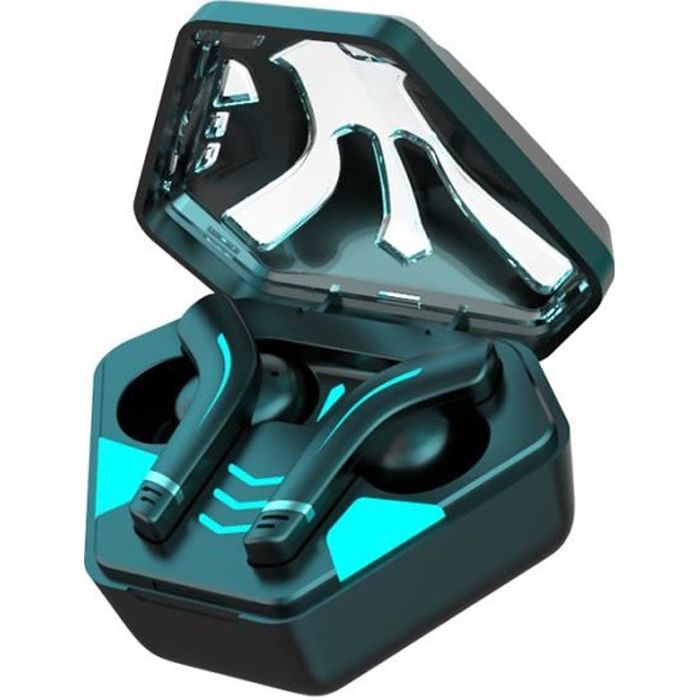 Ecouteurs Bluetooth sans Fil Casque Jeux Hi-FI Stéréo Etui de Charge Couplage Automatique pour Android iPhone -Noir