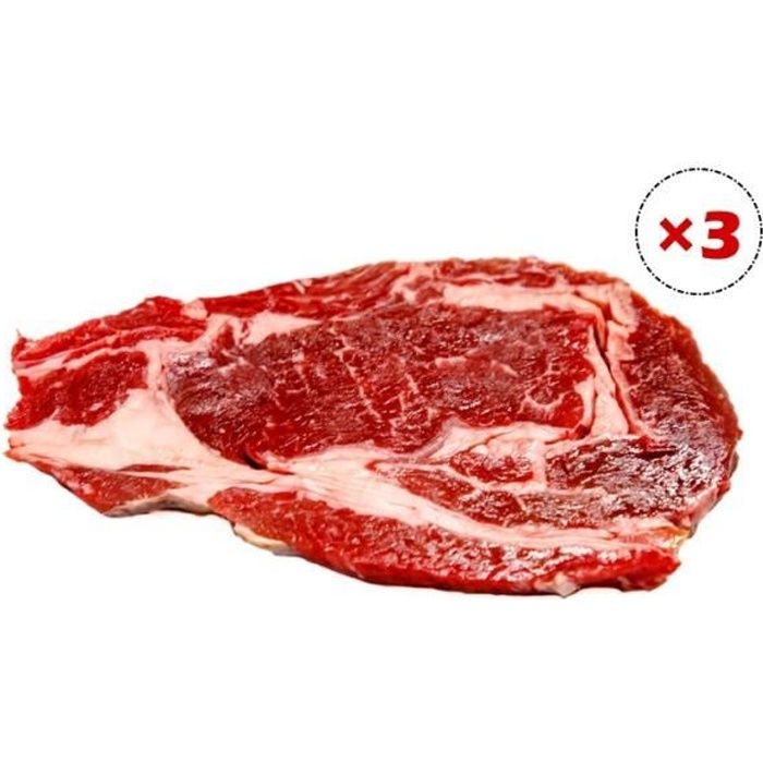 Entrecôte Boeuf Première - 3 Pièces de 380g environ chacune - Viande de race Limousine Origine Occitanie