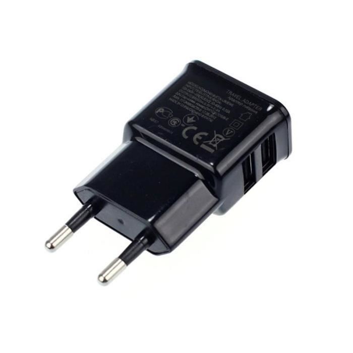 Universel 2 Ports Adaptateur Micro USB Voyage Chargeur Mural Noir