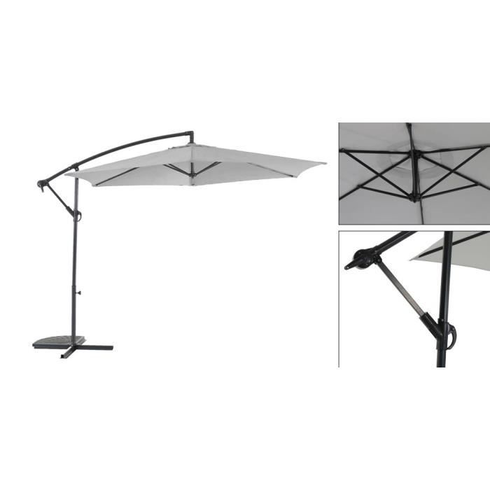 Parasol déporté GUADELOUPE 3M gris perle