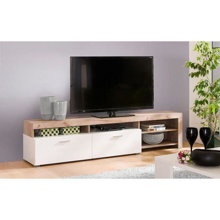 Tresice france Meuble TV IRIS 140 cm coloris chêne et blanc