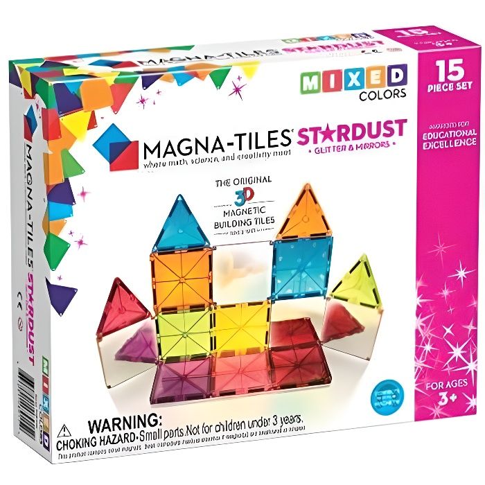 Magna Tiles Stardust Lot de 15 Dalles magnétiques 3D