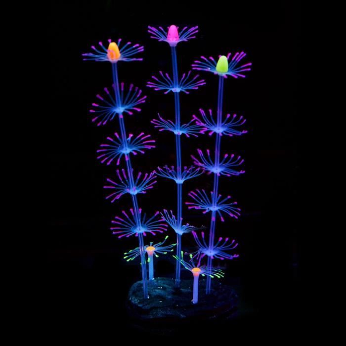 Décorations aquarium,Silicone artificiel simulation Aquarium effet fluorescent corail Aquarium plantes fleurs - Type Purple-L