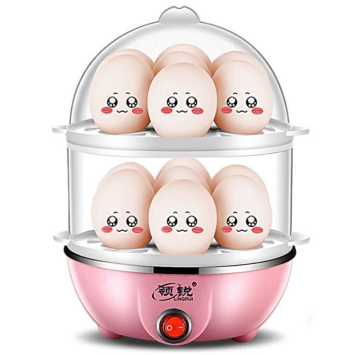 Cuit-œufs - 350 W - Capacité 14 œufs - Stérilisateur rapide - Rose et transparent