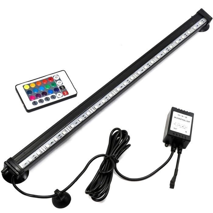 Lumière LED Multi-Colore RGB LED Lampe Aquarium Submersible LED Etanche + télécommande, LAMPE A BULLE AQUARIUM 46CM-16 COULEURS (UK)