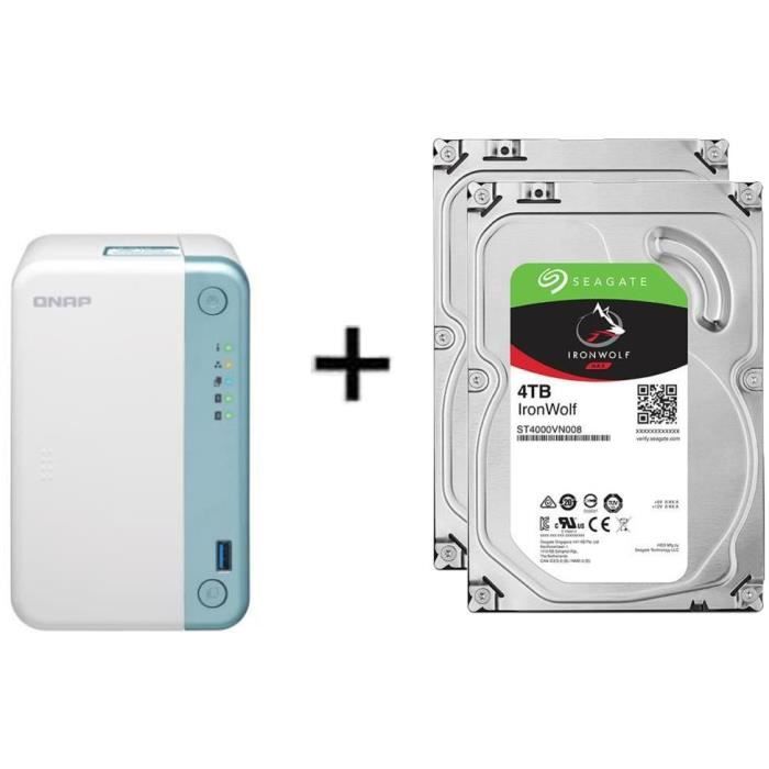 Serveur de Stockage (NAS) - TS-251D-4G - 2 Baies + 2 disque dur interne - NAS Iron Wolf - 4To - 5 900 tr/min - 3.5- ST4000VN008