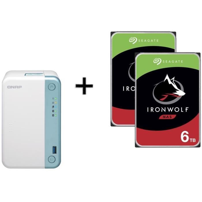 Serveur de Stockage (NAS) - TS-251D-4G - 2 Baies + 2 disque dur interne - NAS Iron Wolf - 6To - 5 400 tr/min - 3.5- ST6000VN001