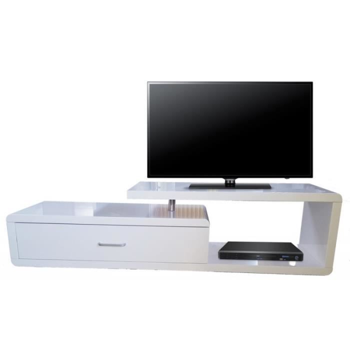 Meuble TV Laqué Blanc 1 Tiroir