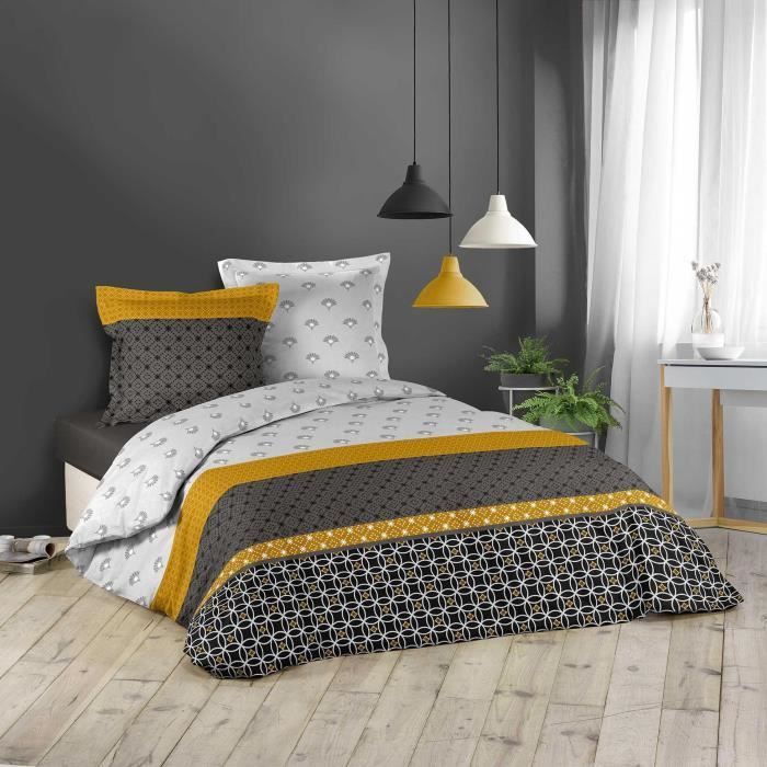CDaffaires parure 3 p. 260 x 240 cm imprime 42 fils allover chic night