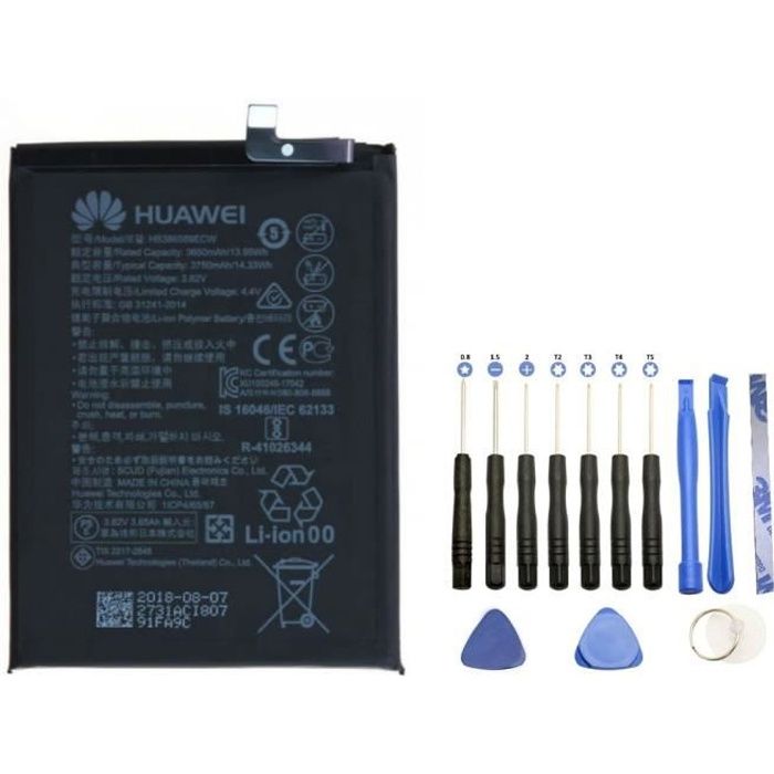 Batterie HB386589ECW pour Huawei Nova 3 Honor Play Honor View 10 Mate 20 Lite P10 Plus + Kit outils 13 pièces
