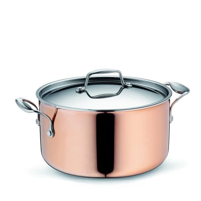 Kela 11147 Faitout Anti-Adhésif, Revêtement Extérieur Cuivre, Compatible Induction, Diamètre 24 cm, Stratum'