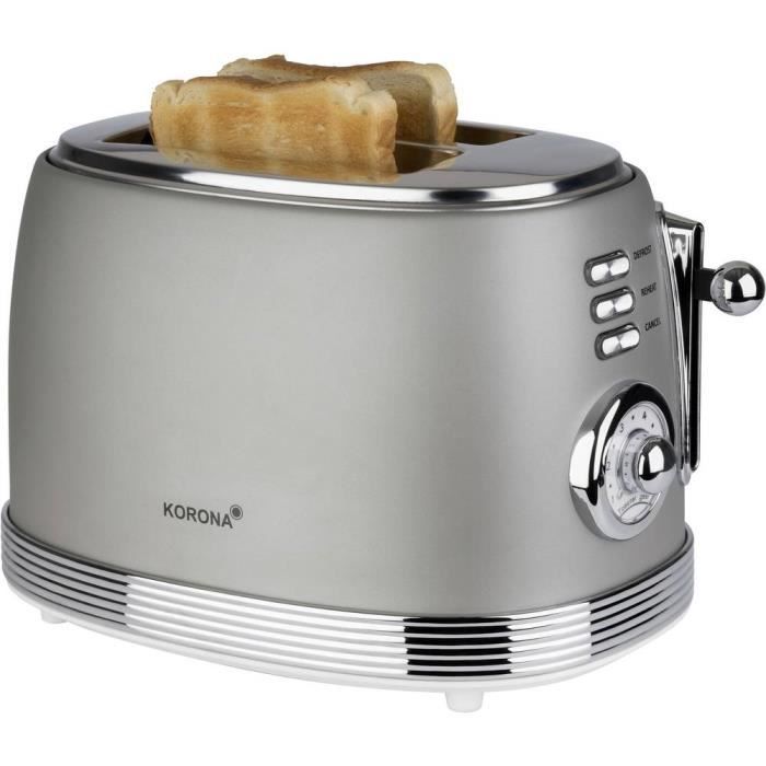Grille-pain Korona Retro 21667 fonction toast, avec grille spéciale viennoisieries gris 1 pc(s)