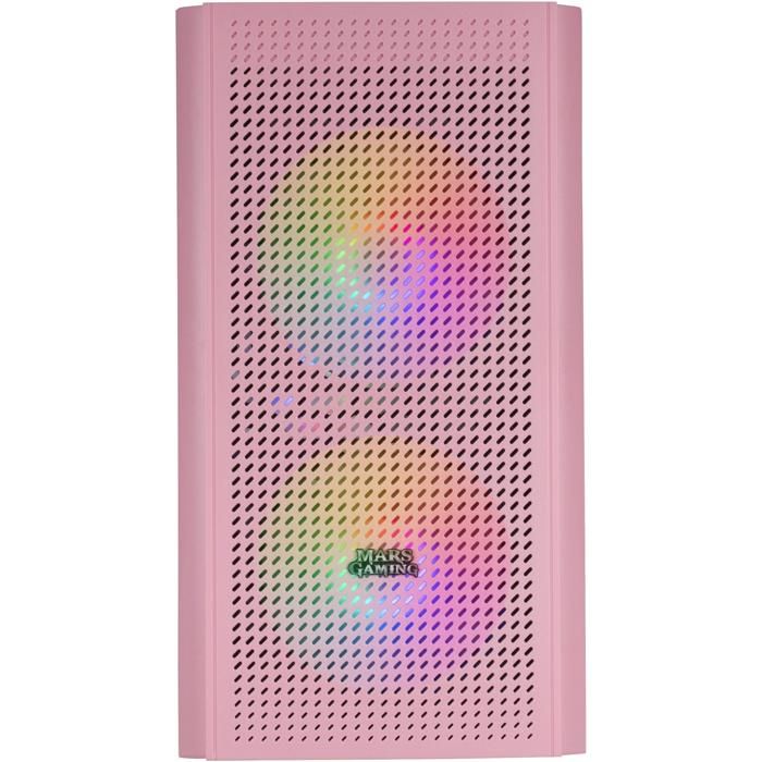 Mars Gaming MC300 Rose - Boîtier PC Micro ATX - Verre Trempé +Frontal Mesh - 3 Ventilateurs FRGB