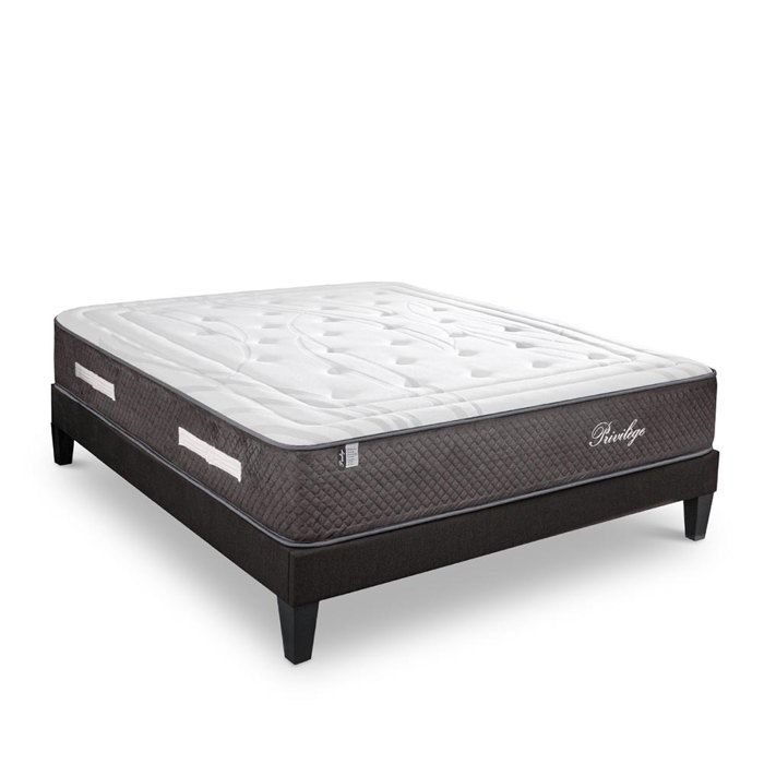 OLYMPE LITERIE - Ensemble matelas Volos avec sommier en bois - 180x200 180x200 cm Blanc