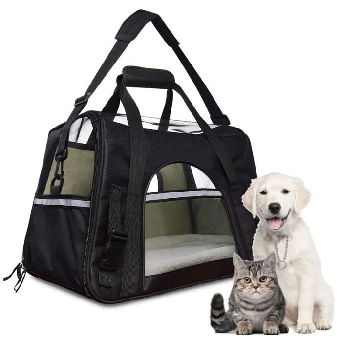 Compagnie Aérienne Approuvé Pet Transporteur, Voyage Pet Imperméable avec Fleece Literie À Côtés Souples Tote Portable pour Les