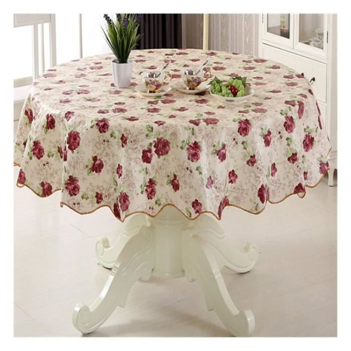 XM1328-Multifonctionnelle Table imperméable à Étanche à l'huile Nappe De Couverture De Table Ronde(Rose Romantique)