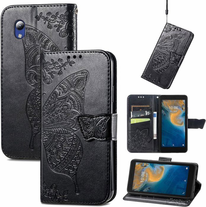 SEAHAI Cover Pelle Per ZTE Blade A31 Lite - Custodia Portafoglio Farfalla Blu Con Supporto