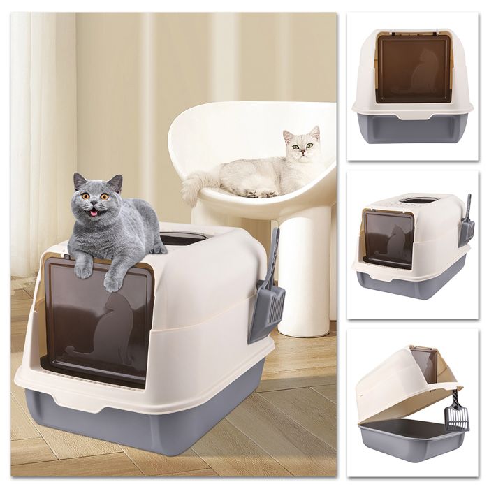 Comparer les prix de B.LIVEM-Bac à litière pour chat, grande taille 36*51*34cm, livré avec une pelle à litière, facile à nettoyer, anti-odeur