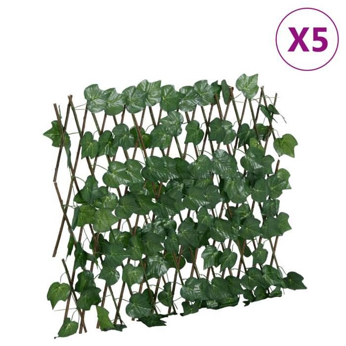 vidaXL Treillis de Feuille de Vigne Artificiel Extensible 5 pcs Écran de Clôture Brise-vue d’Intimité Décoration de 366583