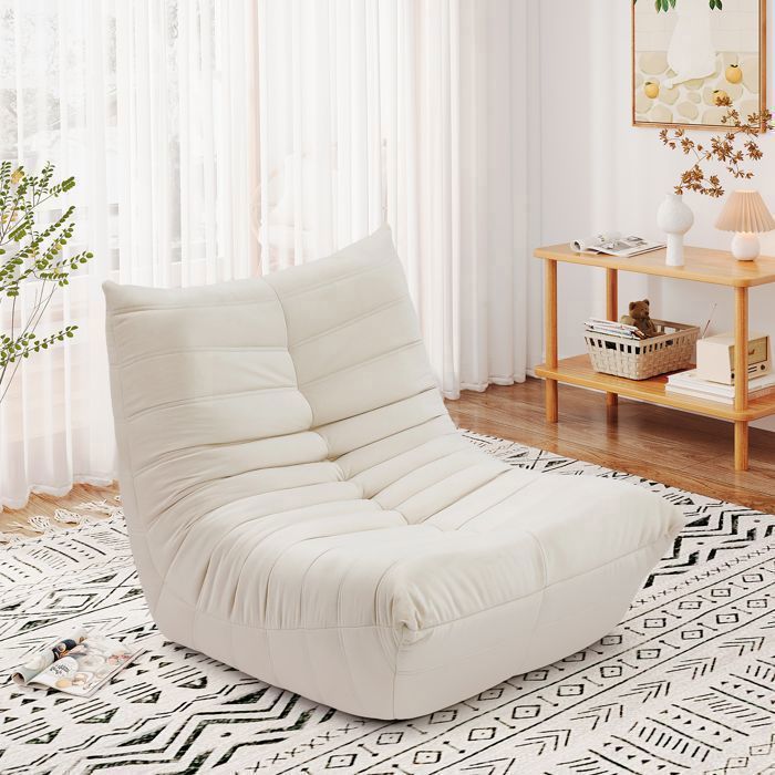 Canapé Scandinave Moderne – Fauteuil de Sol Paresseux pour Salon Chambre ou Bureau – 80x85x84cm Beige