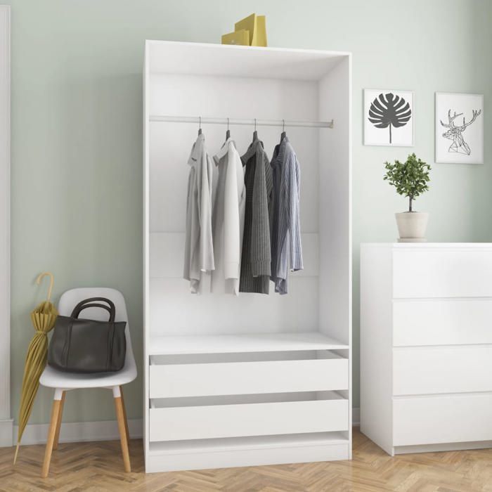 SALE 2025Placard de Chambre - Garde-robe Blanc 100x50x200 cm - bois dingénierie65 Kg 5602