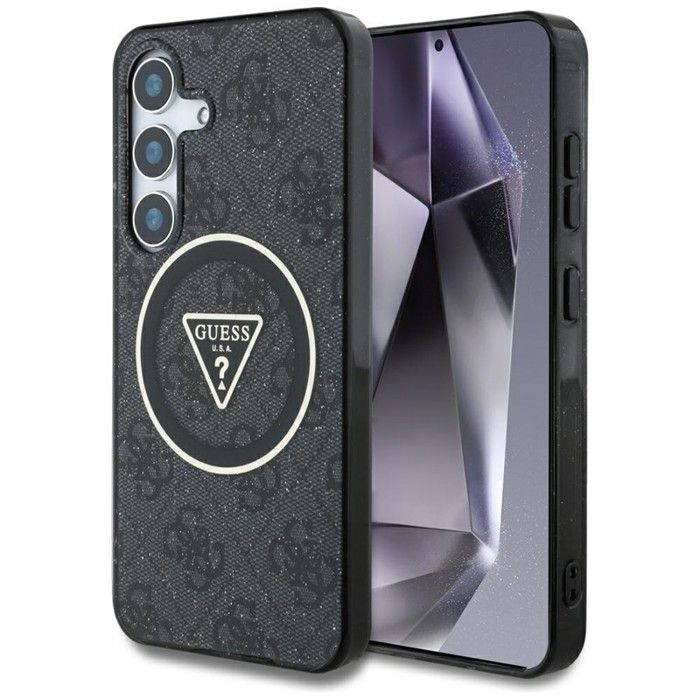 Coque Guess 4G Glitter Triangle Buttons MagSafe pour Samsung Galaxy S25+ - vue 4