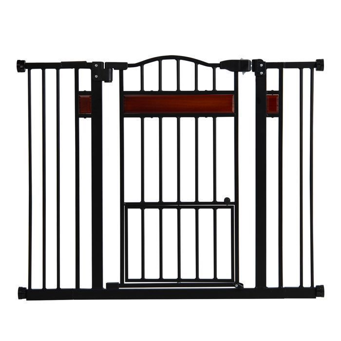 Comparer les prix de COSTWAY Barriere de Securite pour Animaux 74-104 cm 2 Extensions Fermeture Auto Double Verrouillage 2 Modes de Montage Noir