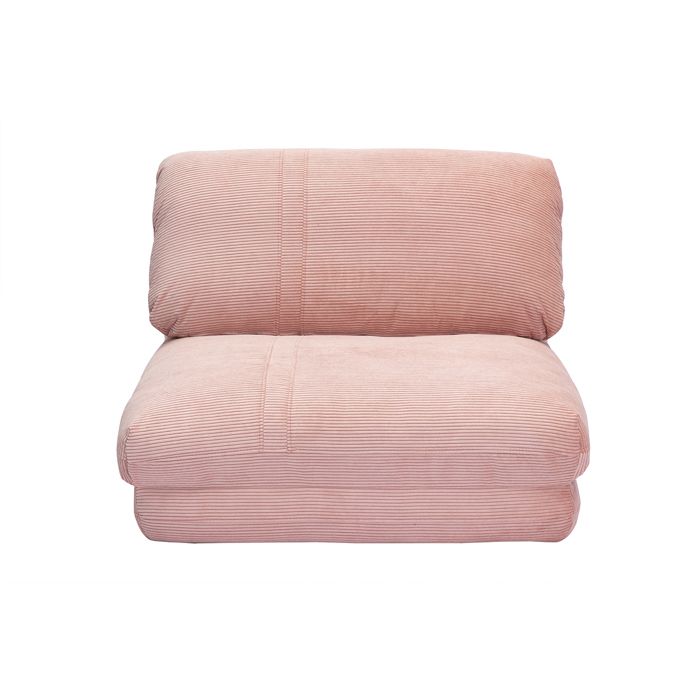 Miliboo - Chauffeuse 1 place convertible en tissu velours côtelé rose SPENCER